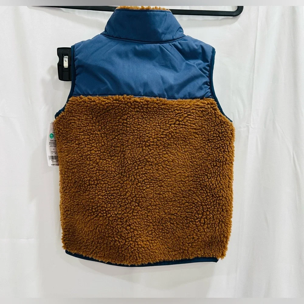 CARTER’S Sherpa Vest Zip Up Boys 5 Youth Brown Blue Colorblock‎ Lined Layering